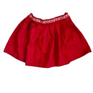 Vintage Y2K Gymboree Red Pleated Skirt Floral Embroidered Waistband Girls 7‎ YRS